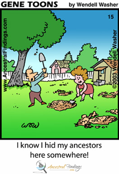 I know I hid my ancestors here somewhere! (Genetoons Cartoon #15)
