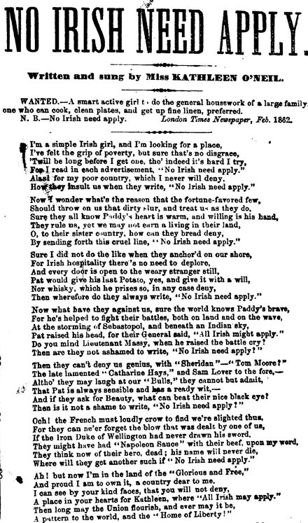 London version of NINA song, Feb. 1862