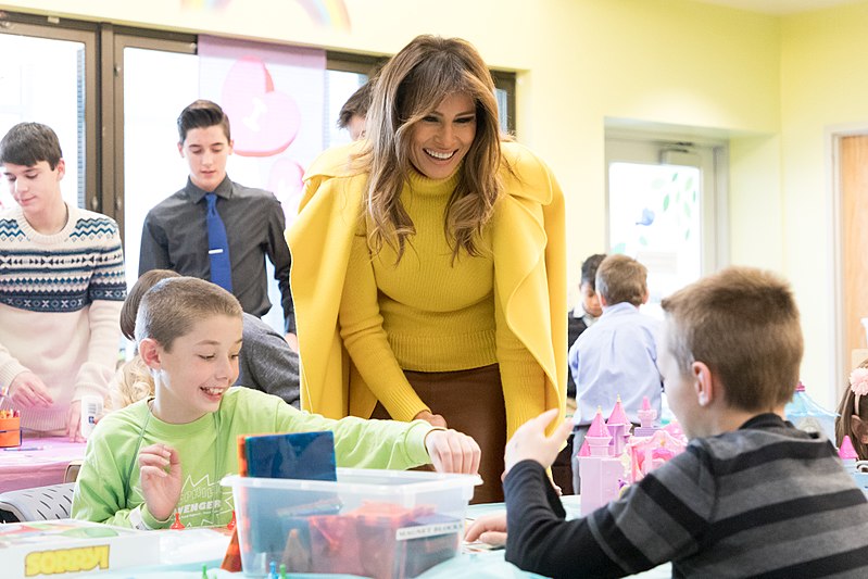 Melania Trump visiting the Cincinnati Children's Hospital in February 2018