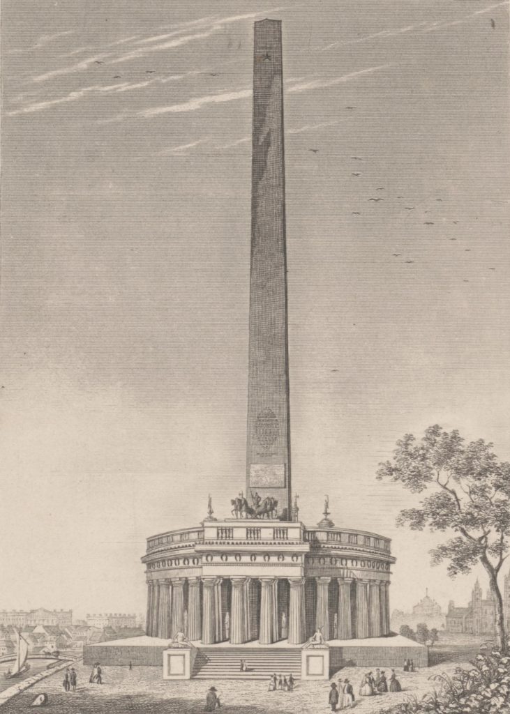Print of the proposed Washington Monument by architect Robert Mills (circa 1845–1848)