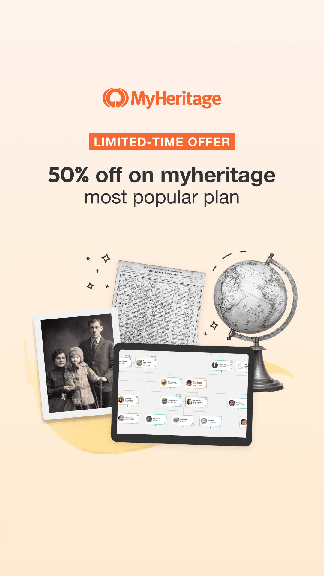 50% off MyHeritage